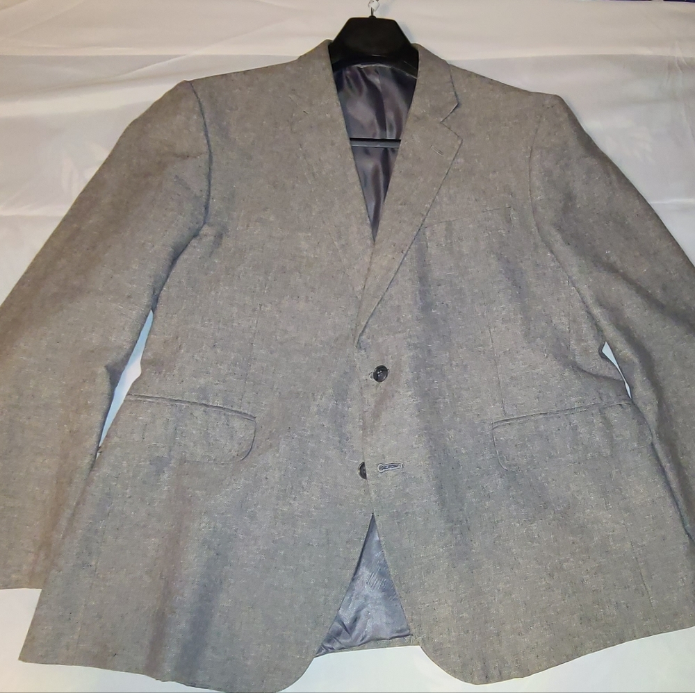 STAFFORD Gray Linen / Cotton Blend Classic Fit 2 Button Sport Coat Size 42S